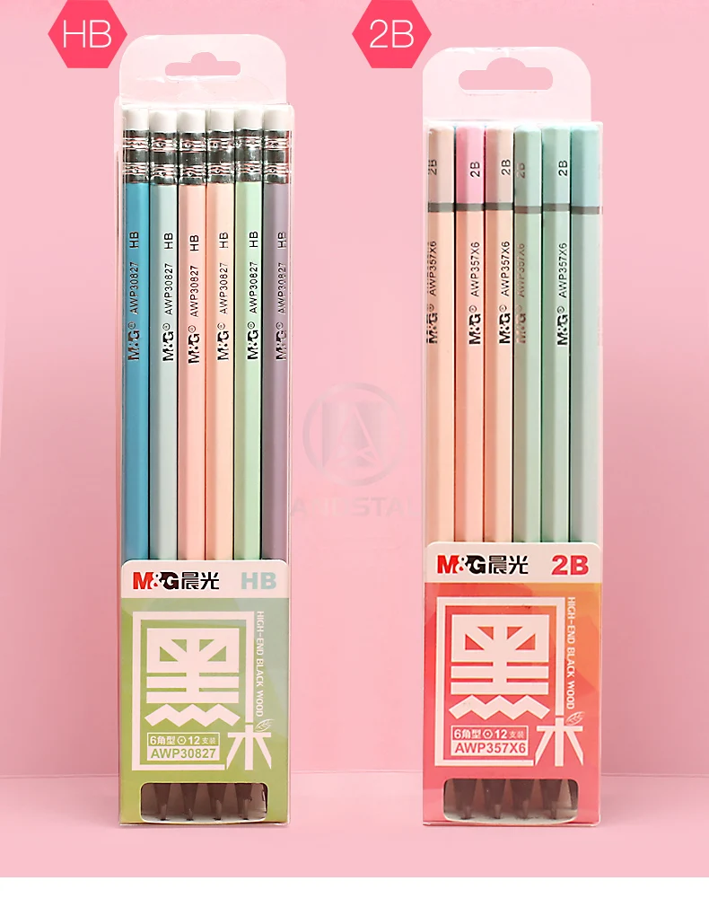 M& G 72/36 шт милый пастельный цвет черный деревянный карандаш деревянные карандаши для детей карандаш для рисования эскичей набор для школы флуоресцентный