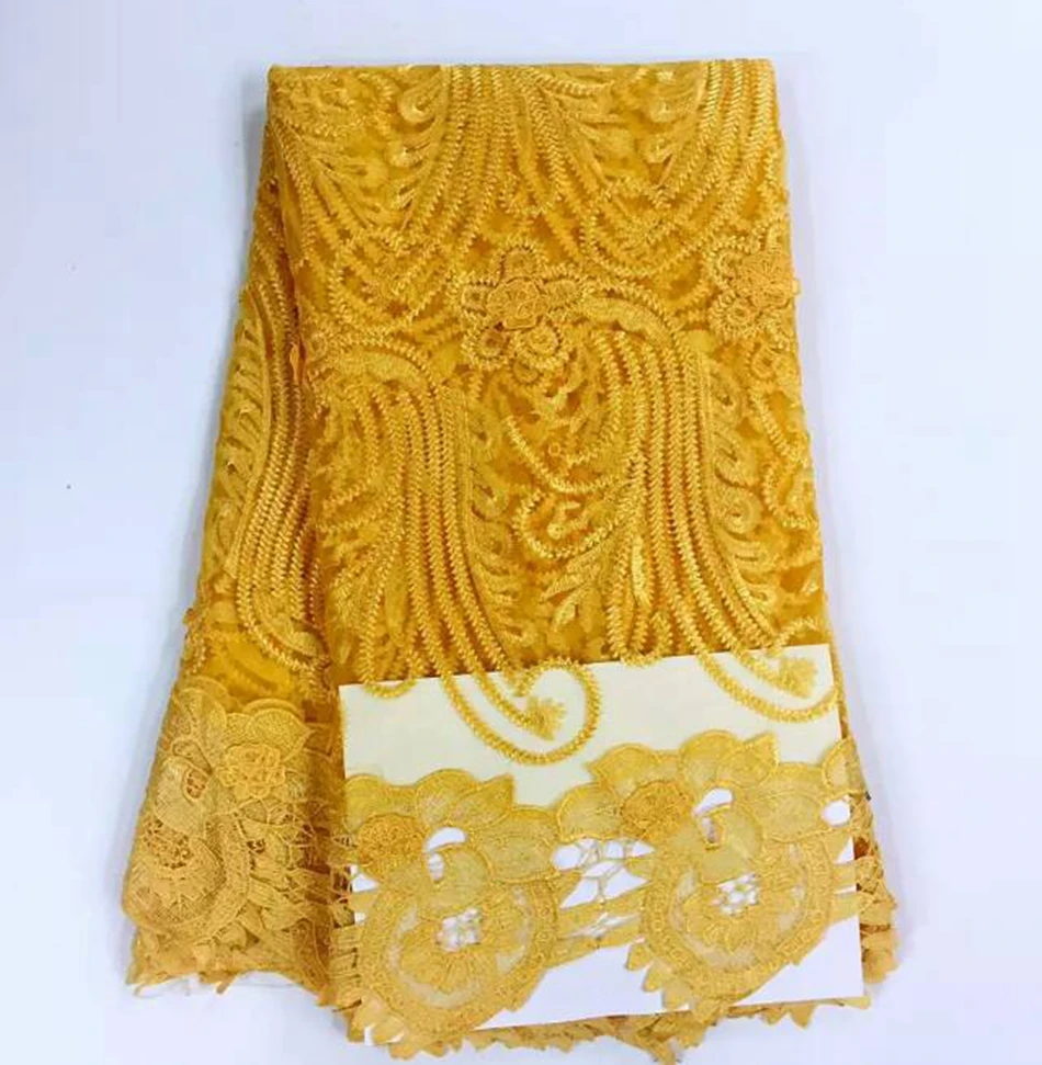 Горячая Распродажа желтая Водорастворимая сетка Африканский шнур кружево