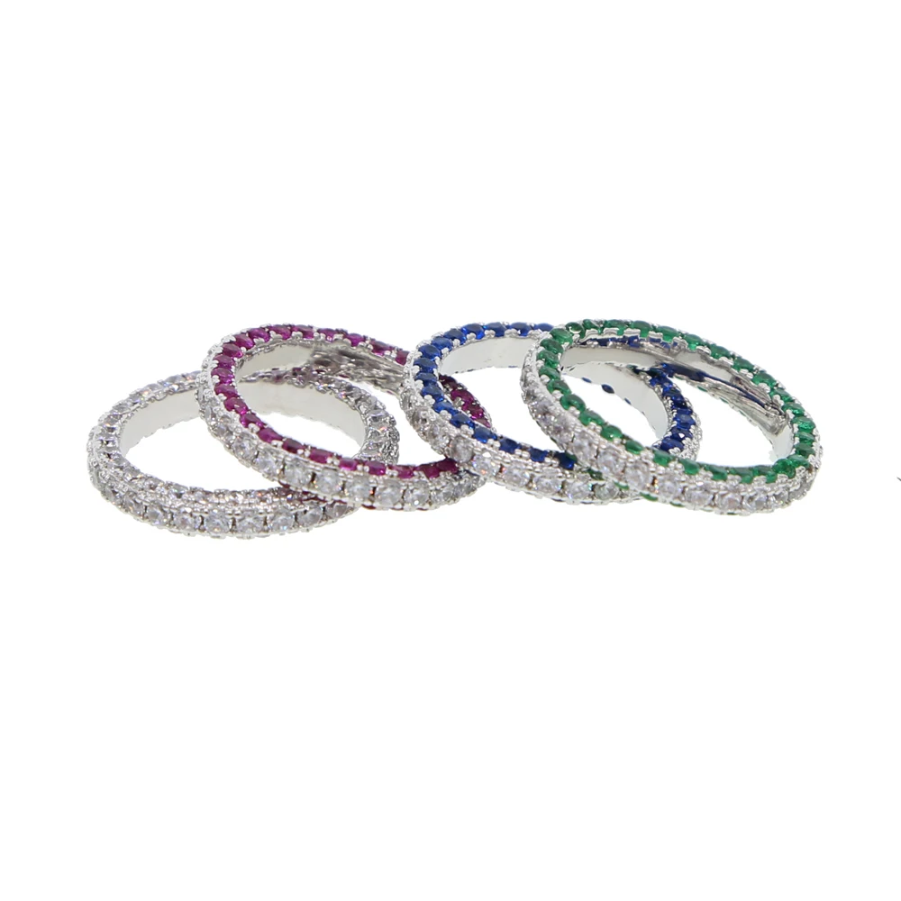full cz four colors engagement band ring for women classic eternity red green blue stack drop shipping female elegance jewelry | Украшения