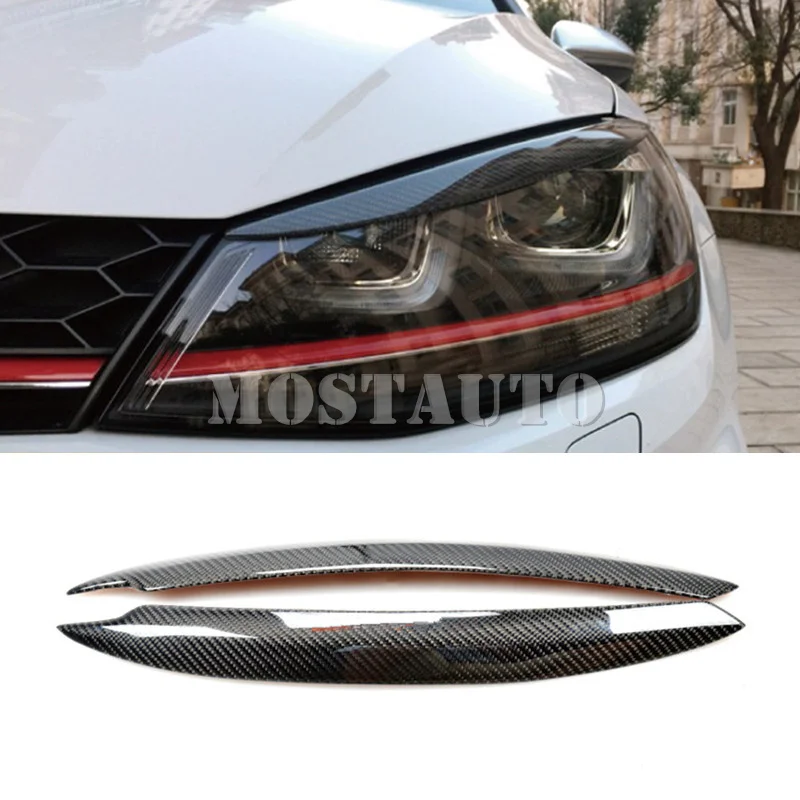 

For Volkswagen Golf 7 GTD Mk7 Carbon Fiber Headlight Eye Lid Eyebrow Cover 2013-2018 2pcs Car Accessories Interior Car Decor