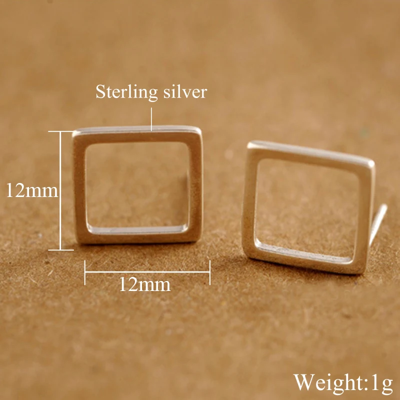 Женские серьги гвоздики геометрической формы из 100% стерлингового серебра 925