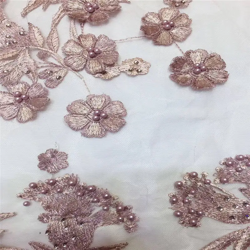 5yard purple pink blue African lace fabric 3D flower pattern embroidery French clothing accessories | Дом и сад