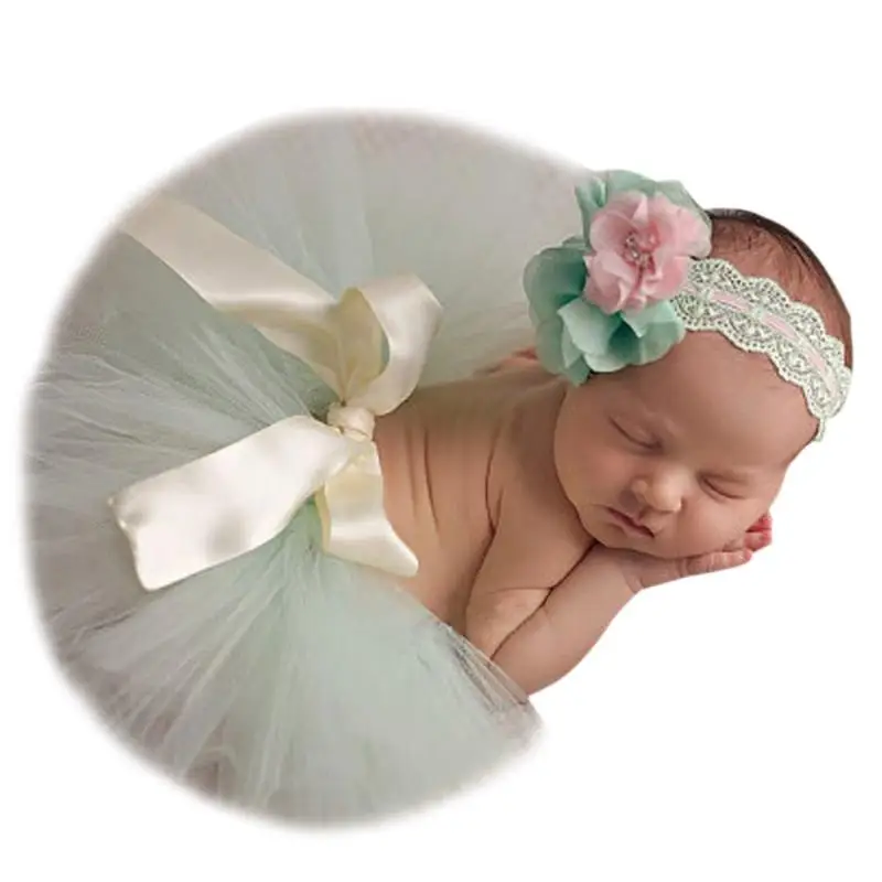 

Newborn Baby Photography Props Infant Tulle Tutu Skirt with Flower Headband Kids Photo Prop Accessorie Cute Toddler Baby Clothes