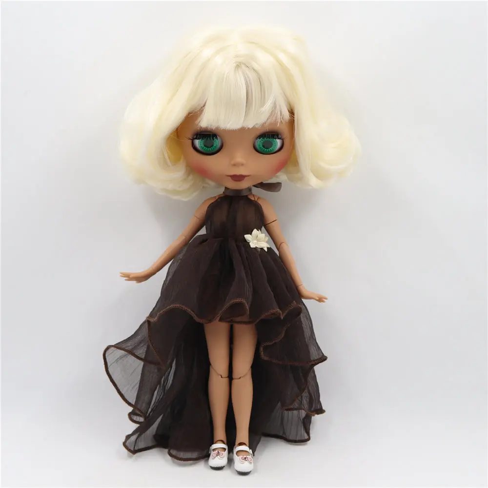 Ледяной DBS Blyth кукольные 1/6 Bjd из черной кожи Матовые шарнирное тело золото