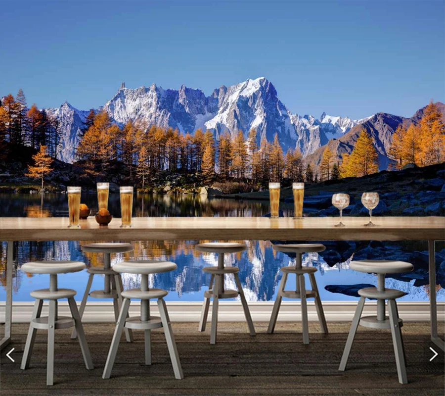 Пользовательские фотообои горы и озеро природный пейзаж фрески для гостиной