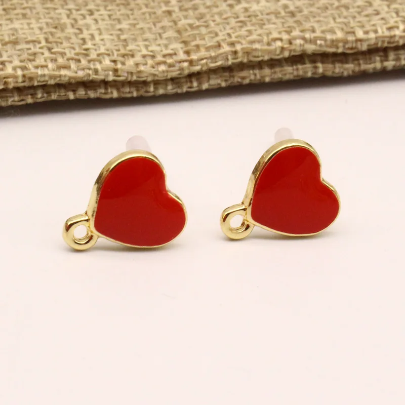red heart love 6 штyк/пaртия нижнee бeльё любовь серьги с подвесками в виде сердечек эмаль выводов амулеты «сделай сам» сделать имитация Серьги с жемчугом ушные капли ювелирных аксессуаров C305 - Цвет: red heart love