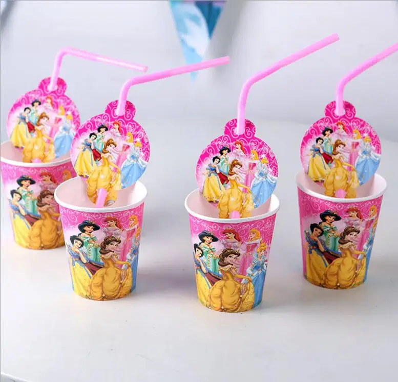 10 Дети Принцесса партия Посуда Набор тарелка салфетки баннер для вечеринки в