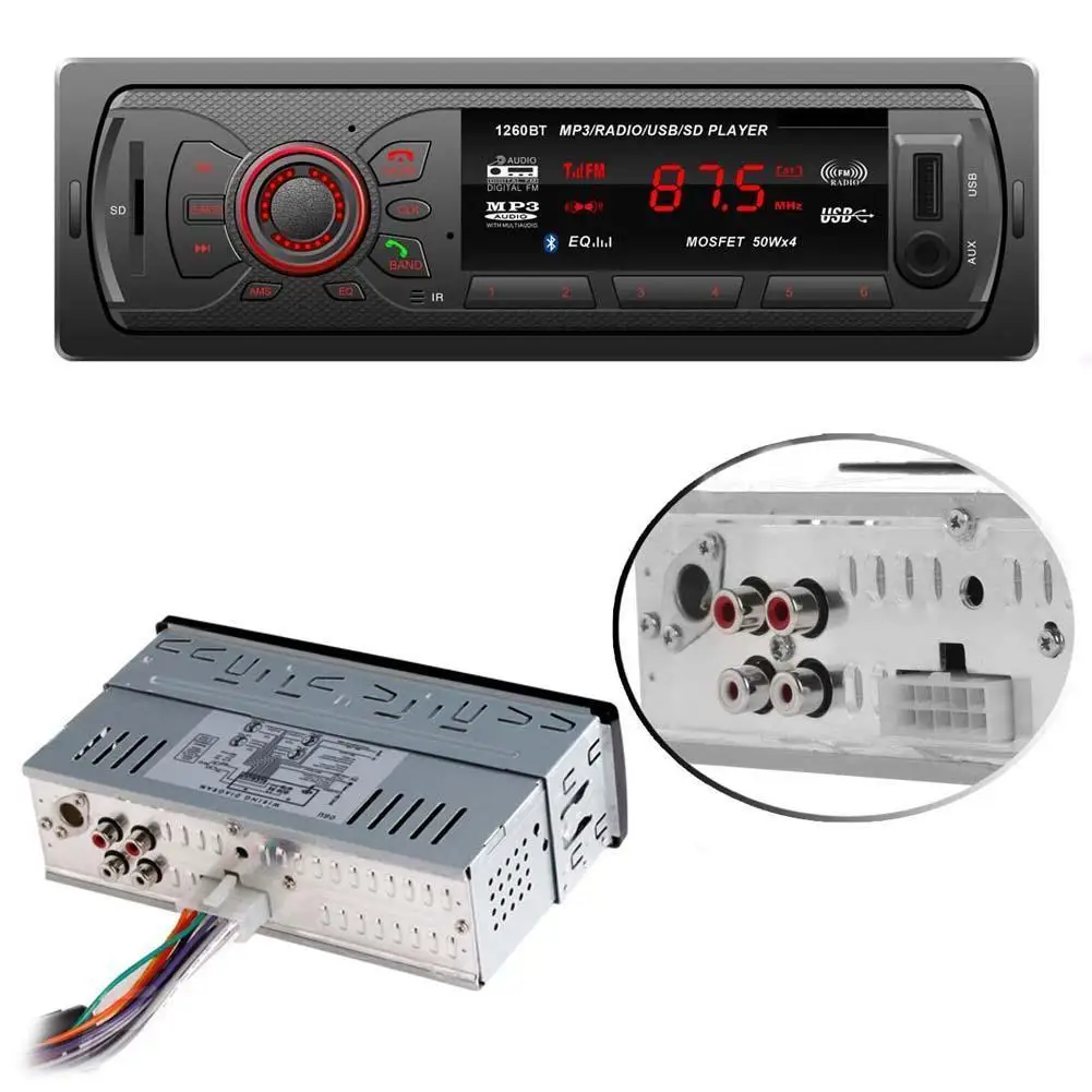 Новый автомобильный стиль Bluetooth слот для карт стерео аудио MP3 плеер YT-1260BT FM радио