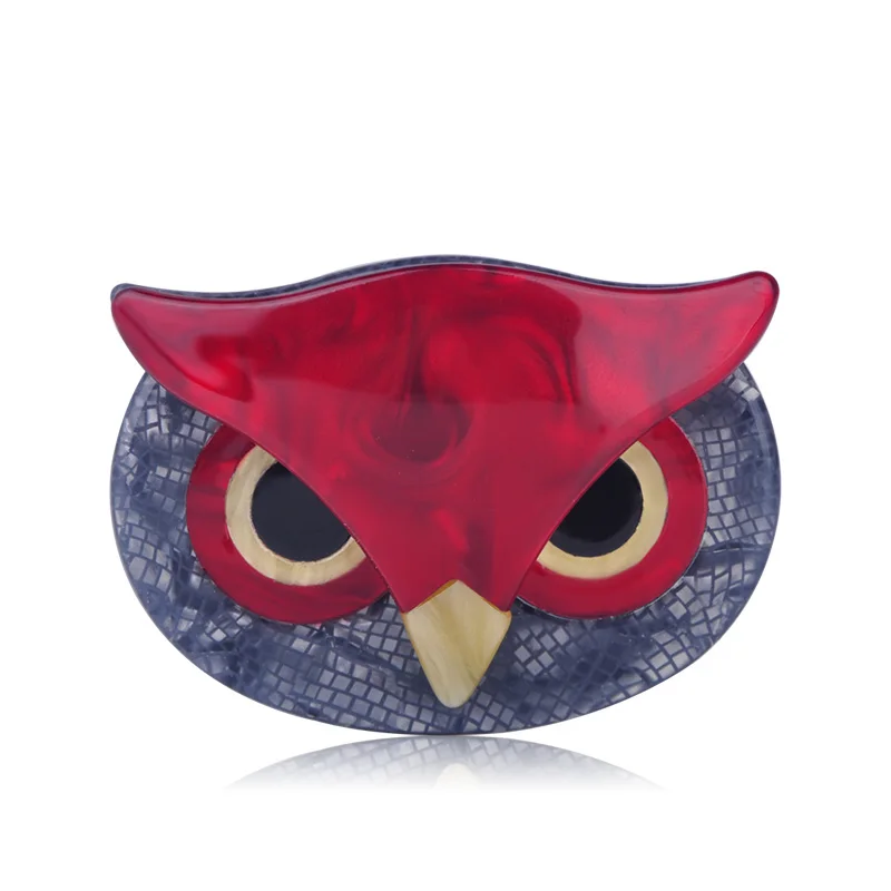 Owl Face FUNMOR акриловая сова бабочка попугай значок брошь ручной работы птица насекомое стиль Броши для женщин детская одежда декоративные подарки - Окраска металла: Owl Face