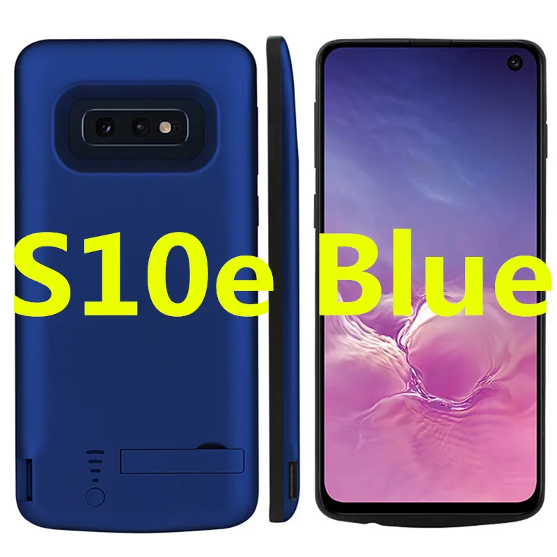 Для samsung Galaxy S10 S10e 5000 mAh Батарея случае Перезаряжаемые Расширенный Батарея принципиально Bateria с кронштейн для Galaxy S10 плюс - Цвет: for S10e Blue