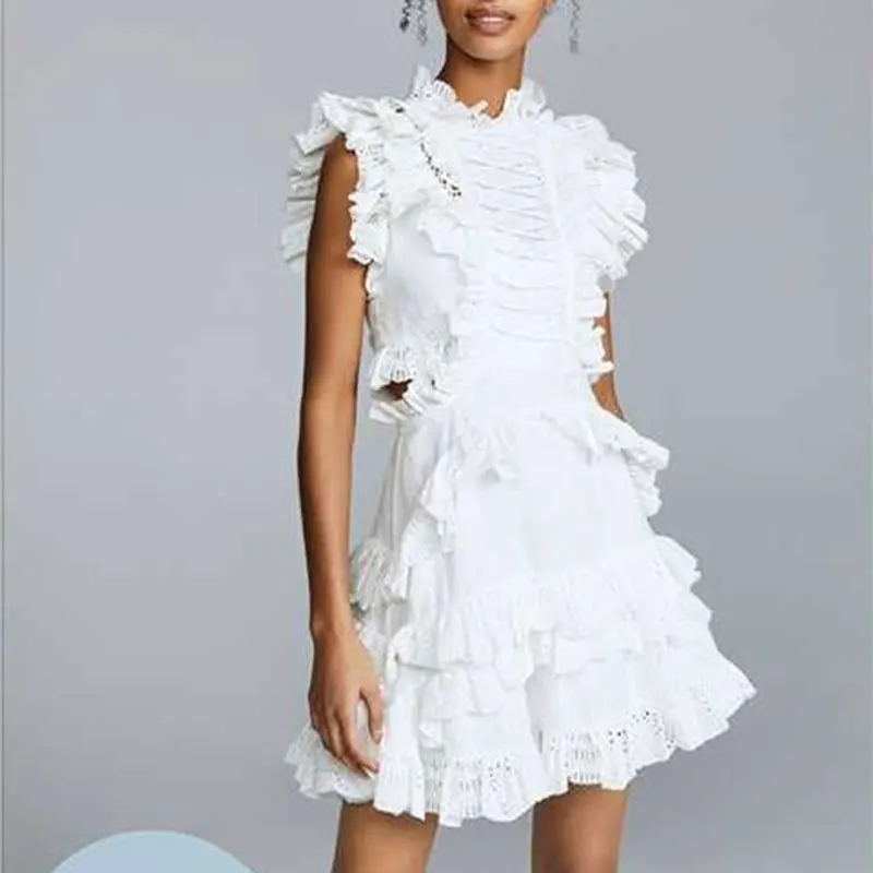 Высокое качество 2019 модное женское кружевное белое однотонное пляжное платье с