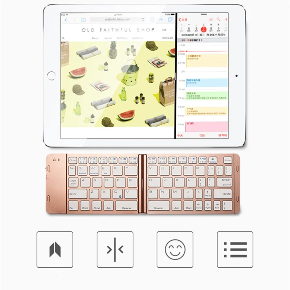 Kemile складной портативный универсальный беспроводной Bluetooth 3,0 клавиатура для ipad 9,7 Складная маленькая клавиатура для IOS