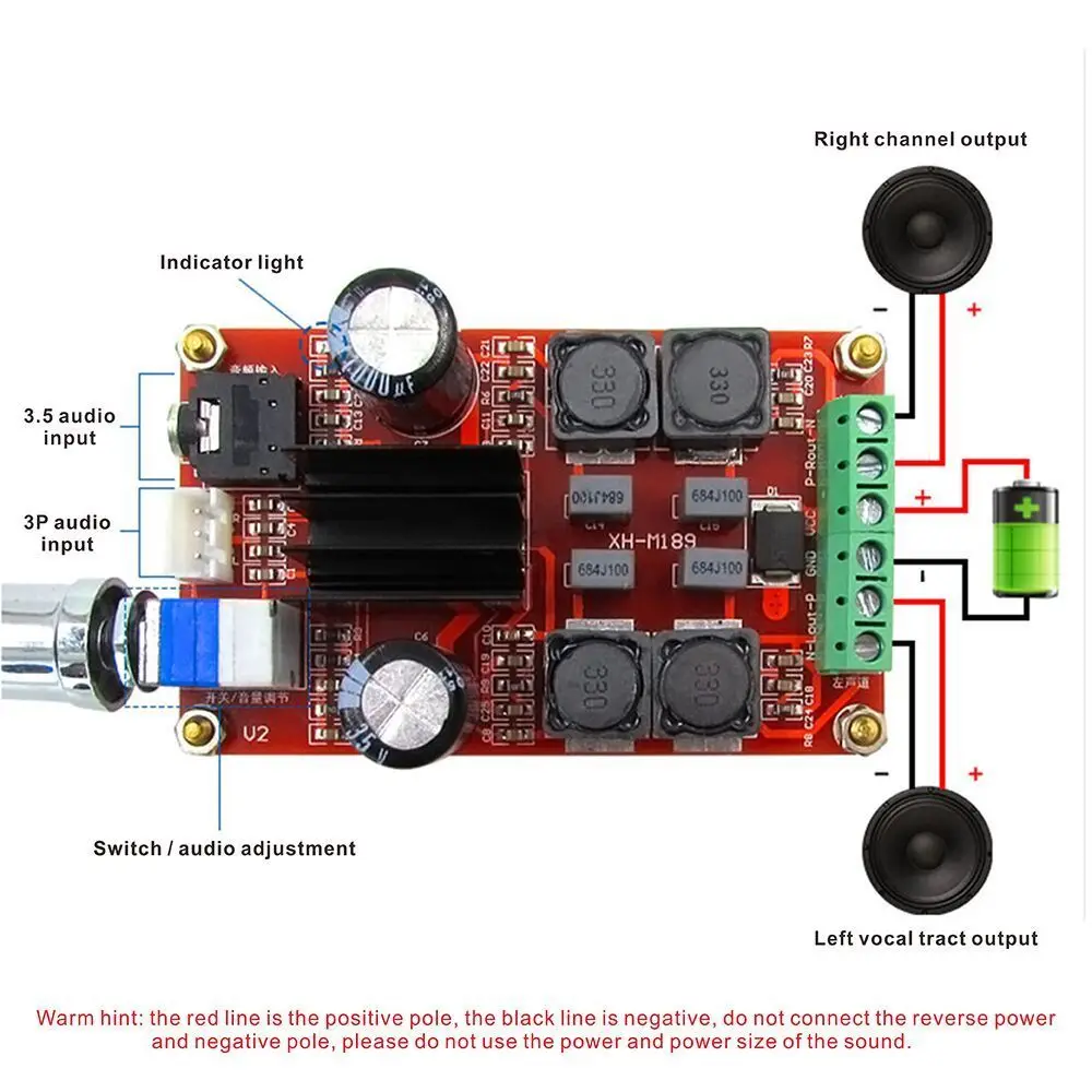 2*50W TPA3116 2.1 Digital Audio Amplifier Board XH-HM189 TPA3116D2 Subwoofer Speaker Power Amplifiers DC 5V-24V | Электроника