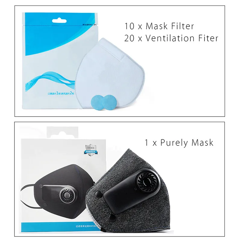 Mask with Filter Xiaomi анти-загрязнения респиратор PM2.5 фильтр Спорт Велоспорт Анти-пыль маска с вентилятором защитный открытый воздухоочиститель - Цвет: Mask with Filter