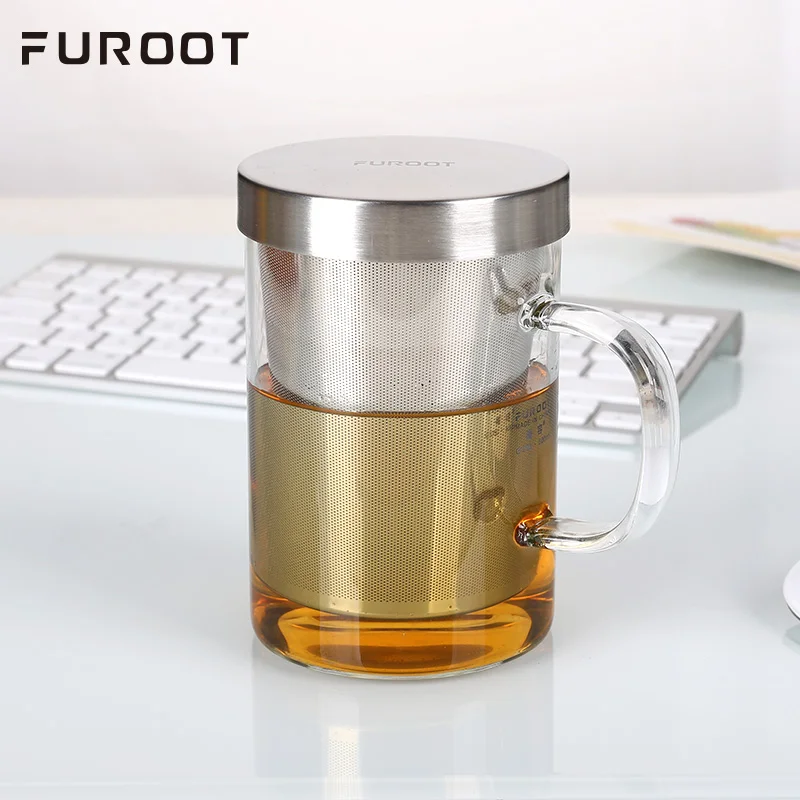 Большая чайная кружка FUROOT стеклянная заварка высокое боросиликатное стекло