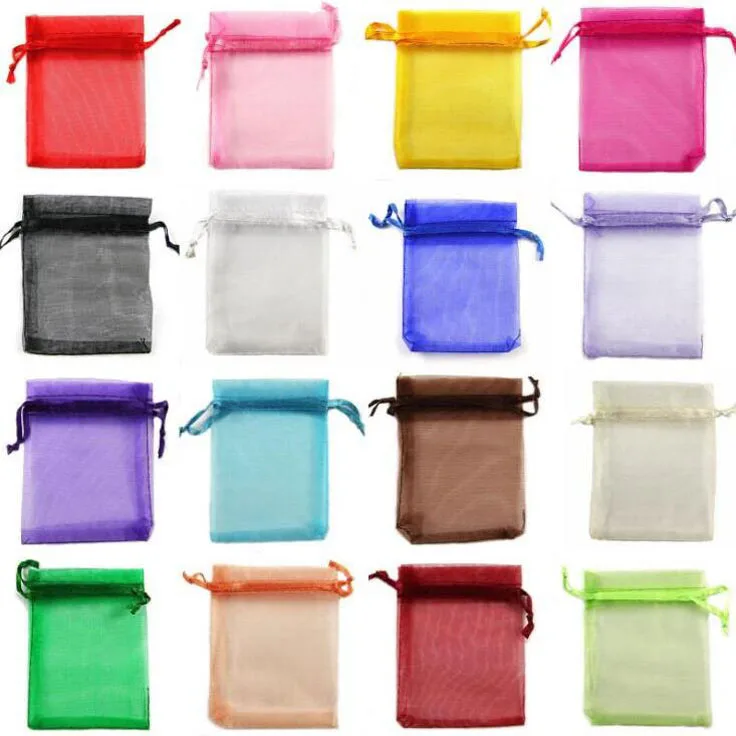 

2000 Pcs/lot Promotion 7x9cm Colorful Drawstring Organza Bags & Pouches For Jewelry Christmas Wedding Gift Bag Packaging Pouch