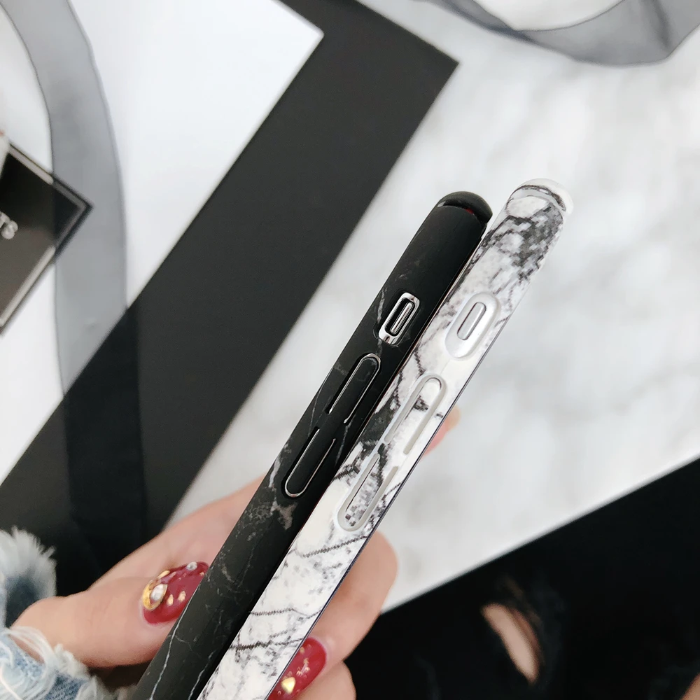 Case For iPhone 6 6S 7 8 X Fundas Luxury Hard Black White Marble Cover 6/6S/7/8 Plus Protective Shell Coque | Мобильные телефоны и