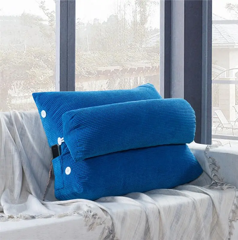 Royal blue SunnyRain треугольная спинка подушка для дивана подушки для кровати Толстая Вельветовая Подушка поддержка спины большой размер - Цвет: Royal blue