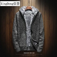 xingdeng 2018 warm affordable thick fashion knitting hoodies men sweatshirt zip male hooded fur top clothes