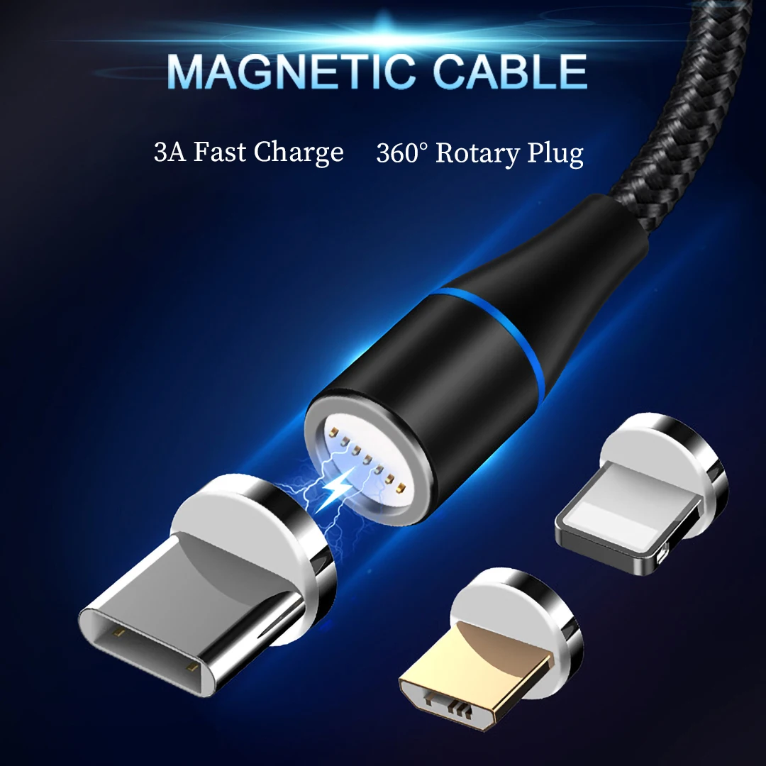 3A Быстрая зарядка магнитное зарядное устройство Micro usb type C кабель для iPhone 6 7 8 Plus X huawei Xiaomi Android мобильный телефон USBC 1 м шнур