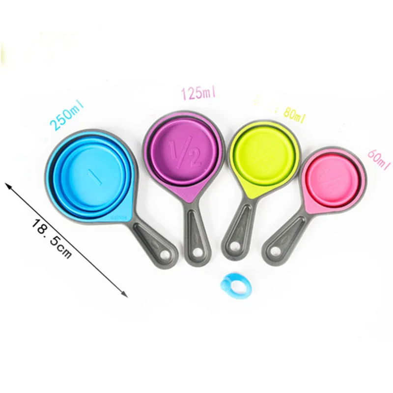 4Pcs/set Folding Food grade Measuring Cup Colorful Collapsible Spoon For Baking DIY Kitchen Tools | Дом и сад