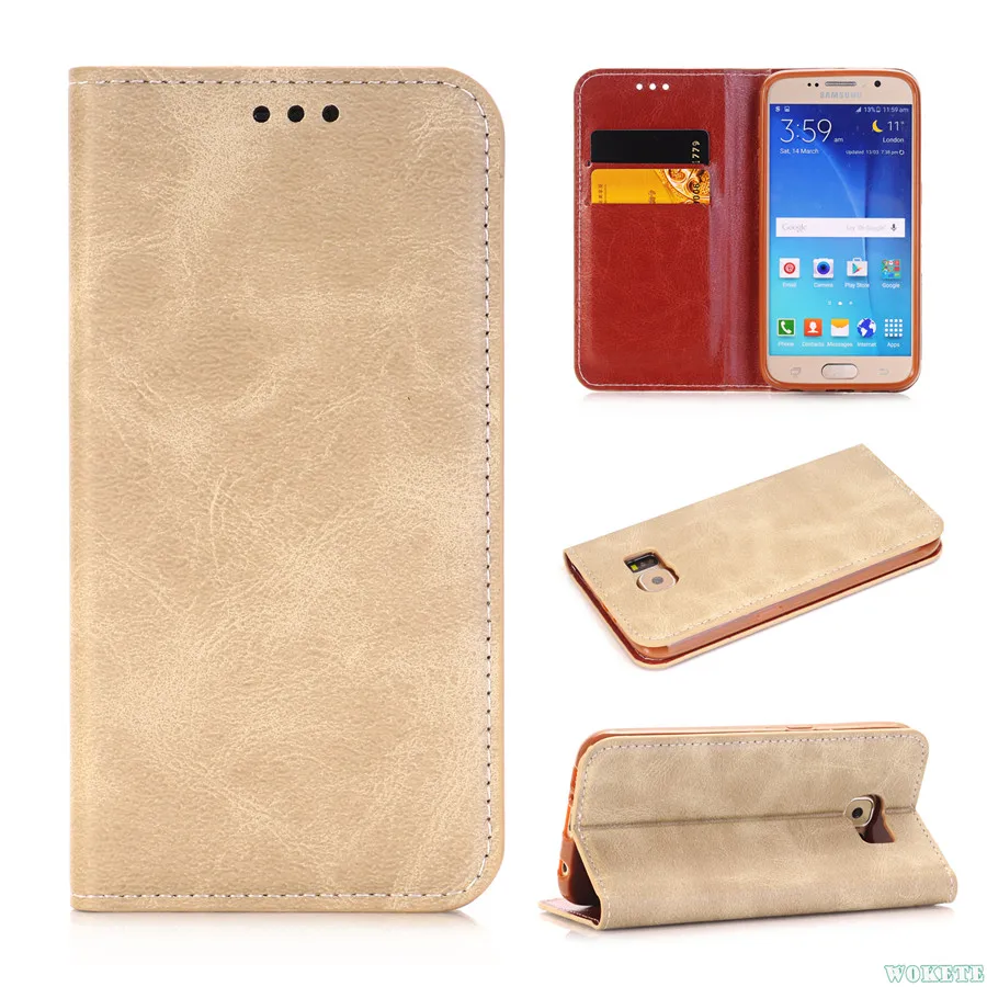 Мода Ретро Флип Магнит Кожа Стенд PU Слот Карт Бумажника Case для Samsung Galaxy S5 S6/S6 Edge S7