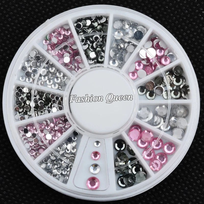 Прозрачные розовые и серые блестящие 3d Стразы для ногтевого дизайна