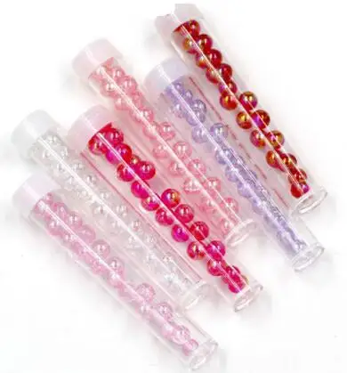 pink mix 6 бутылок голографические красочные бусины с отверстием DIY ремесло ювелирные изделия аксессуары градиент розовый синий 5,8 мм бусины ручной работы полимерные материалы - Цвет: pink mix