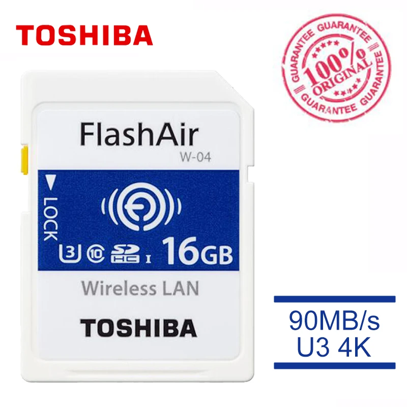 TOSHIBA Wifi SD карта памяти 32 Гб 64 Гб 90 м/с SDHC SDXC Class 10 U3 FlashAir W-04 carte SD для цифровой камеры