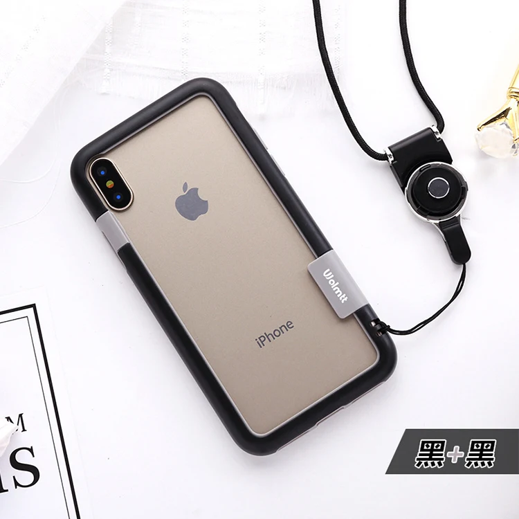 Bumper For iPhone 6 6s 7 8 plus X Soft Frame Case Cover Slim Fundas XR XS MAX silicone phone case with strap |
