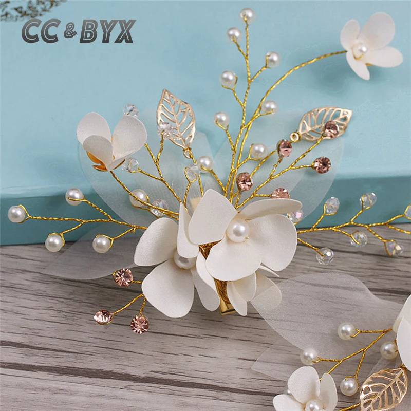 CC& BYX шпильки с цветком жемчужные заколки для волос для женщин Свадебная вечеринка свадебные украшения для волос аксессуары заколка с украшениями 7171