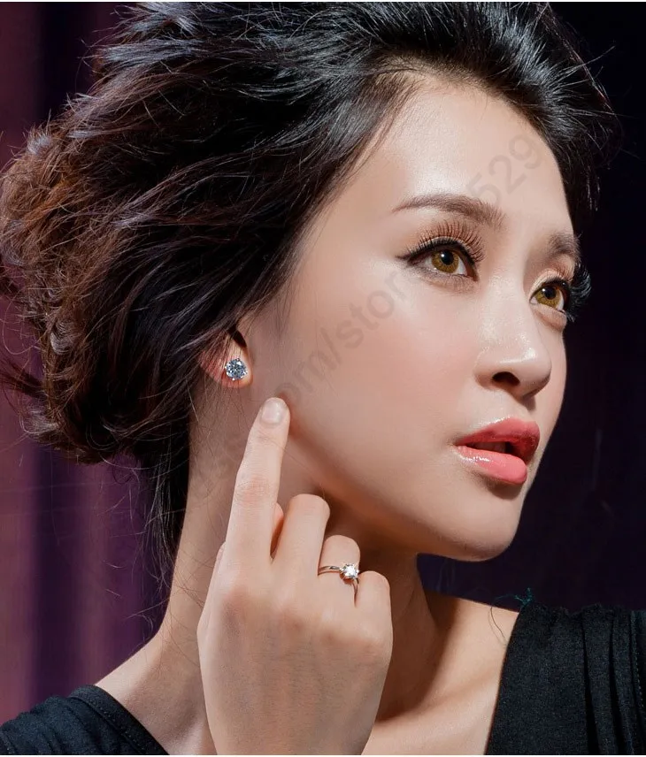 

Wholesale Price Classic Real Pure 925 Sterling Silver 6 Claws Women Wedding Finger Rings Jewelry with Cubic Zirconia CZ