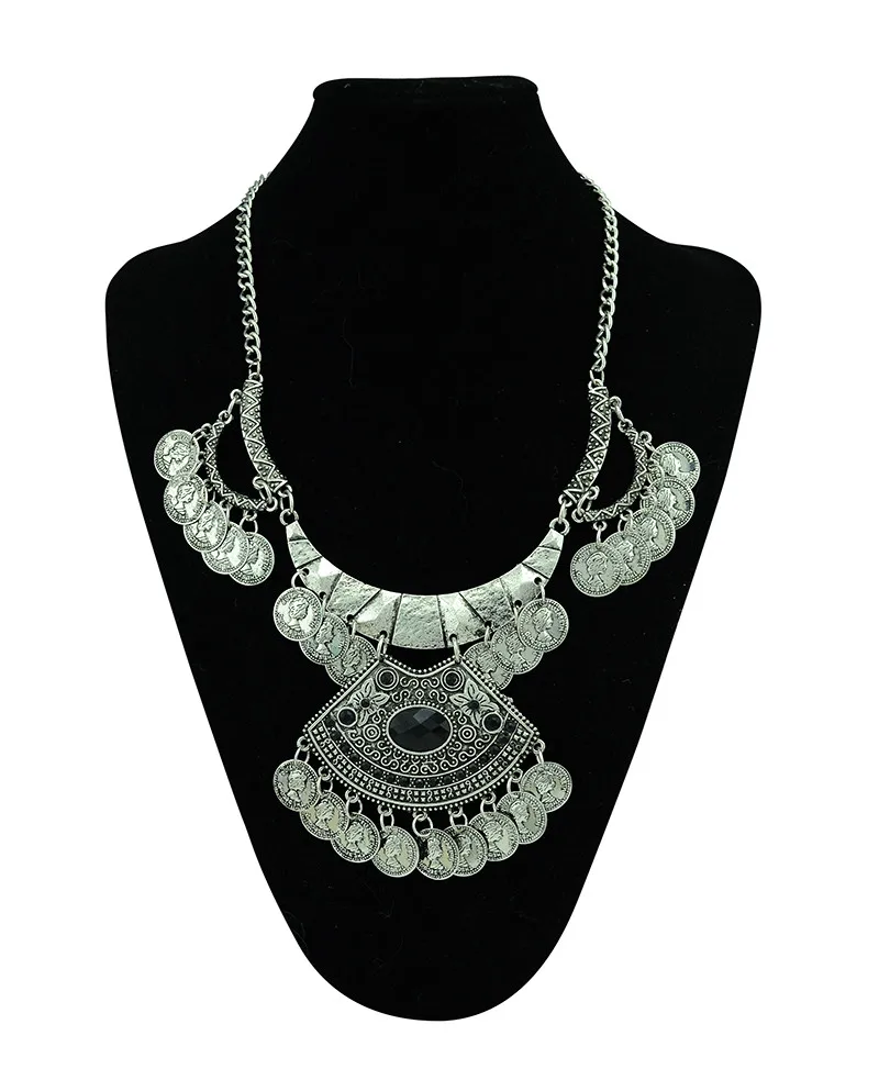 

Vintage Boho Style Bib Coin Long collares Necklace Statement Maxi Jewelry Gypsy Tribal color Metal Necklaces collier femme 2018