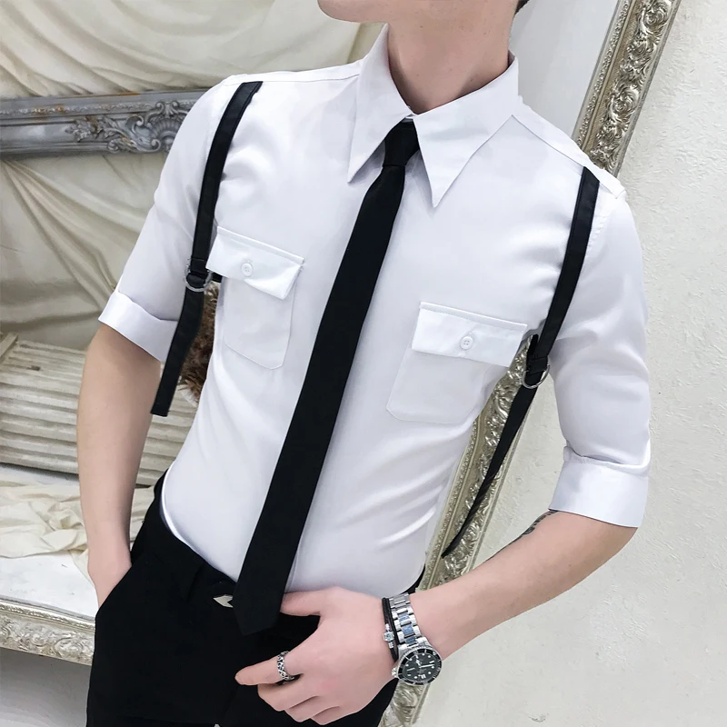Мужская рубашка высокого качества Весна Лето 2019 мужские рубашки с передним