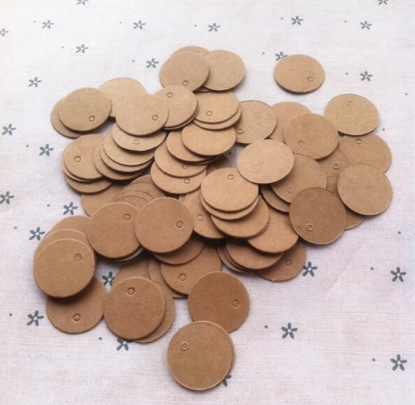 Крафт/белый 500 шт./лот мини размер 2*2 см круглая бирка/пустая бумага Украшение
