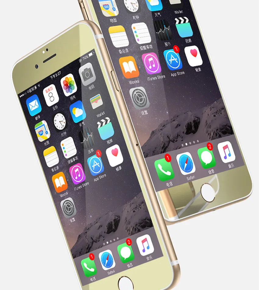 1 шт., переднее цветное закаленное стекло для iPhone 6, 6 S, 7, 8 Plus, зеркальное покрытие для iPhone 5, 5S, 5C, SE, Защитная пленка для экрана
