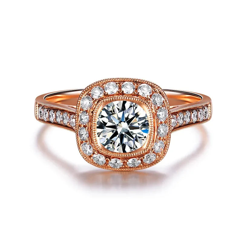 Реальный ZOCAI 0,8 Ct центр Diamond 0,44 Ct боковой бриллиант обручальное женское кольцо с покрытием из розового золота 18 К W02780