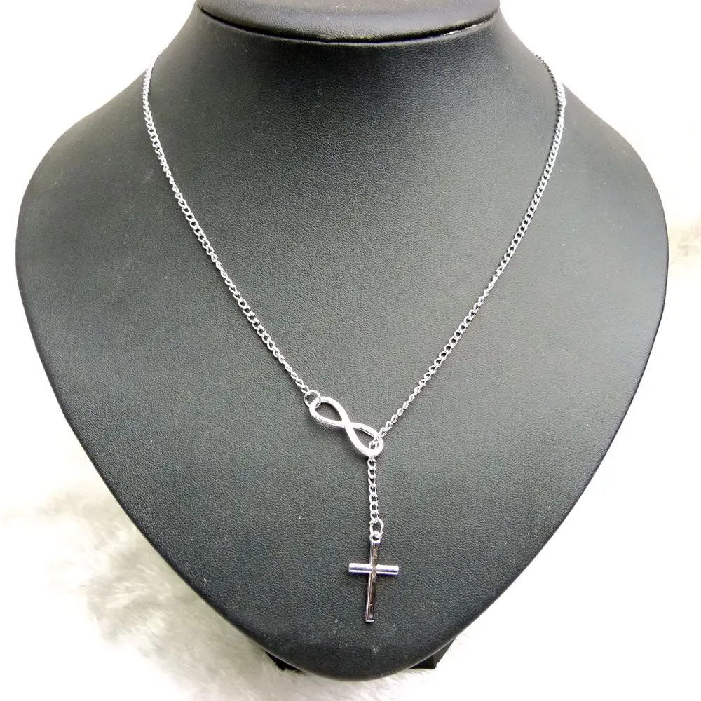 Распятие Подвеска в виде креста простой серебристый цвет Любовь Бесконечность