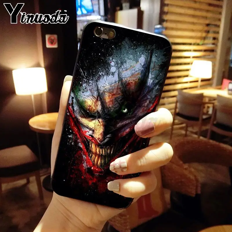 Yinuoda Crazy batman Joker тату дизайн протектор чехол для телефона iPhone 6S 6plus 7 7plus 8 8Plus X Xs MAX 5 5S