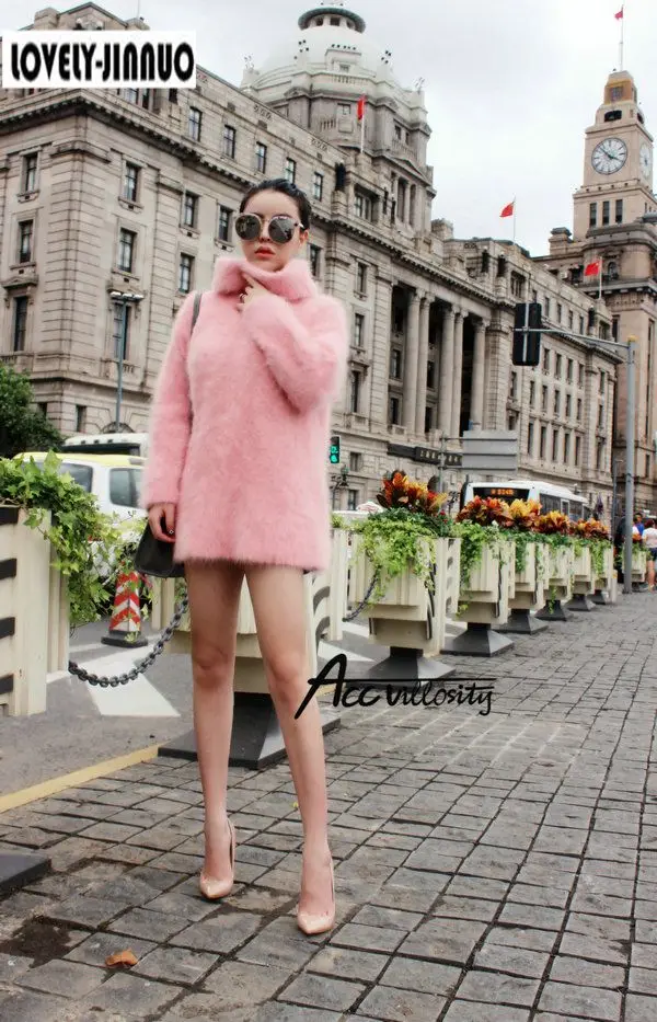 Новинка женский классический вязаный кашемировый свитер из норки Ангорская