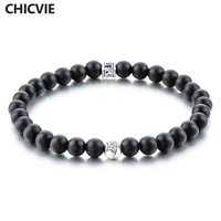 chicvie black 6mm men charm bracelets bangle for women luxury jewelry making silver star matt beads strand bracelets sbr160120