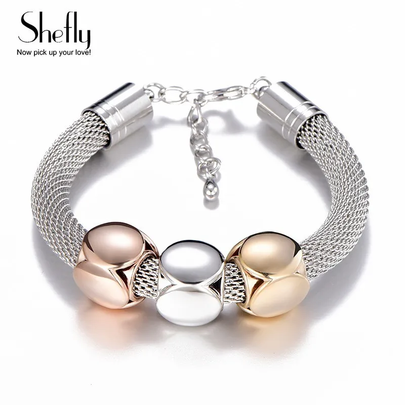 Роскошный браслет Pulseira Feminina золотой серебряный цвет тяжелый для женщин