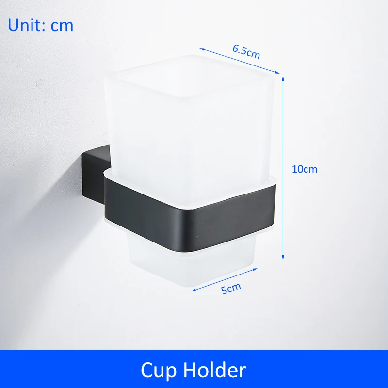 Tooth Cup Holder Матовый черный набор аксессуаров для ванной комнаты, держатель для туалетной бумаги, держатель для полотенец, держатель для щетки, крючки, диспенсер для мыла, аксессуары для ванной - Цвет: Tooth Cup Holder