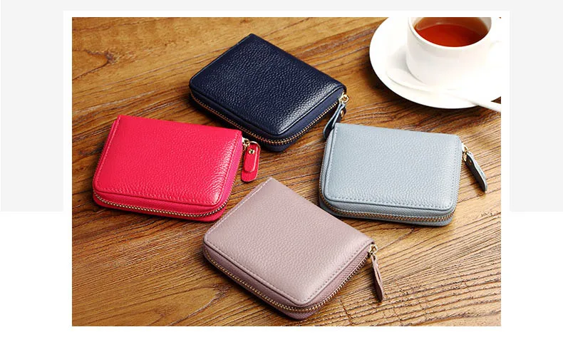 Винтажный женский кошелек, Женский кошелек из натуральной кожи, короткий кошелек на молнии, держатель для кредитных карт, модная сумка для денег, маленький кошелек для мелочей
