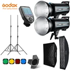Вспышка Godox QS800II 2x800Ws для фотостудии, триггер XPRO, софтбокс, оссветильник ительная стойка 280 см, дверь сарая, встроенные приемники для вспышки