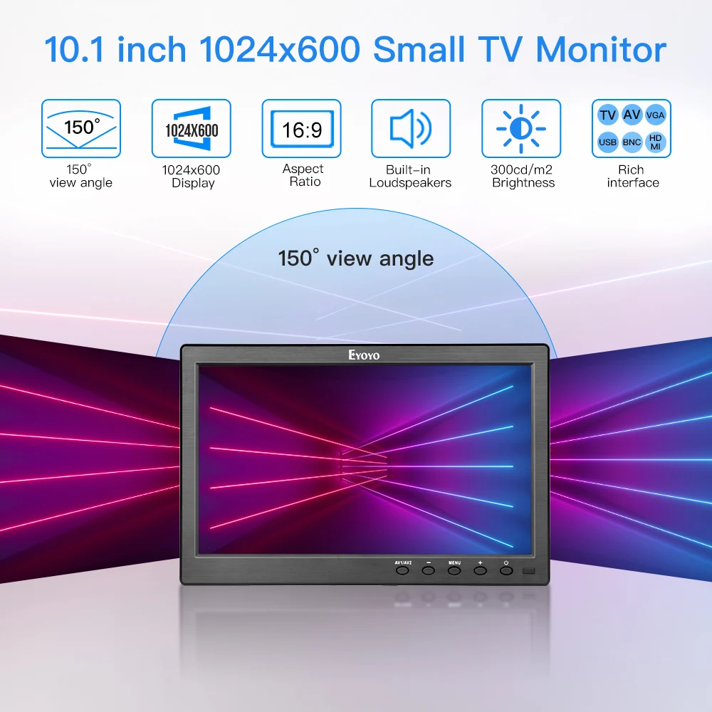 Eyoyo 10 дюймов маленький экран телевизора HDMI портативный кухонный телевизор 1024x600 ЖК-экран с пультом дистанционного управления для DVD CC tv камера Raspberry Pi