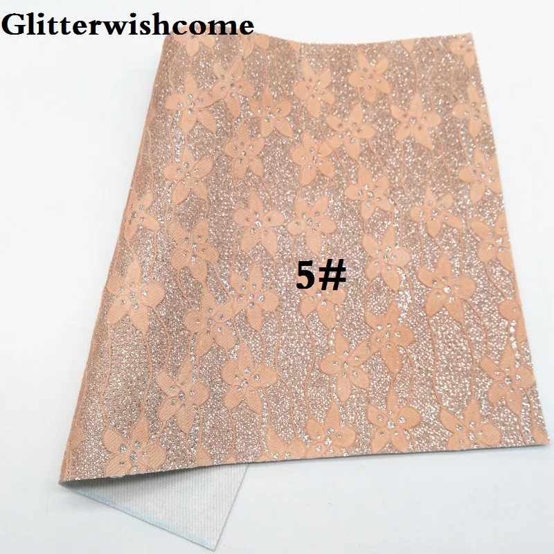 5 Glitterwishcome 21X29 см A4 размер винил для бантов флуоресцентная кружевная блестящая кожаная ткань винил для бантов, GM086A - Цвет: 5