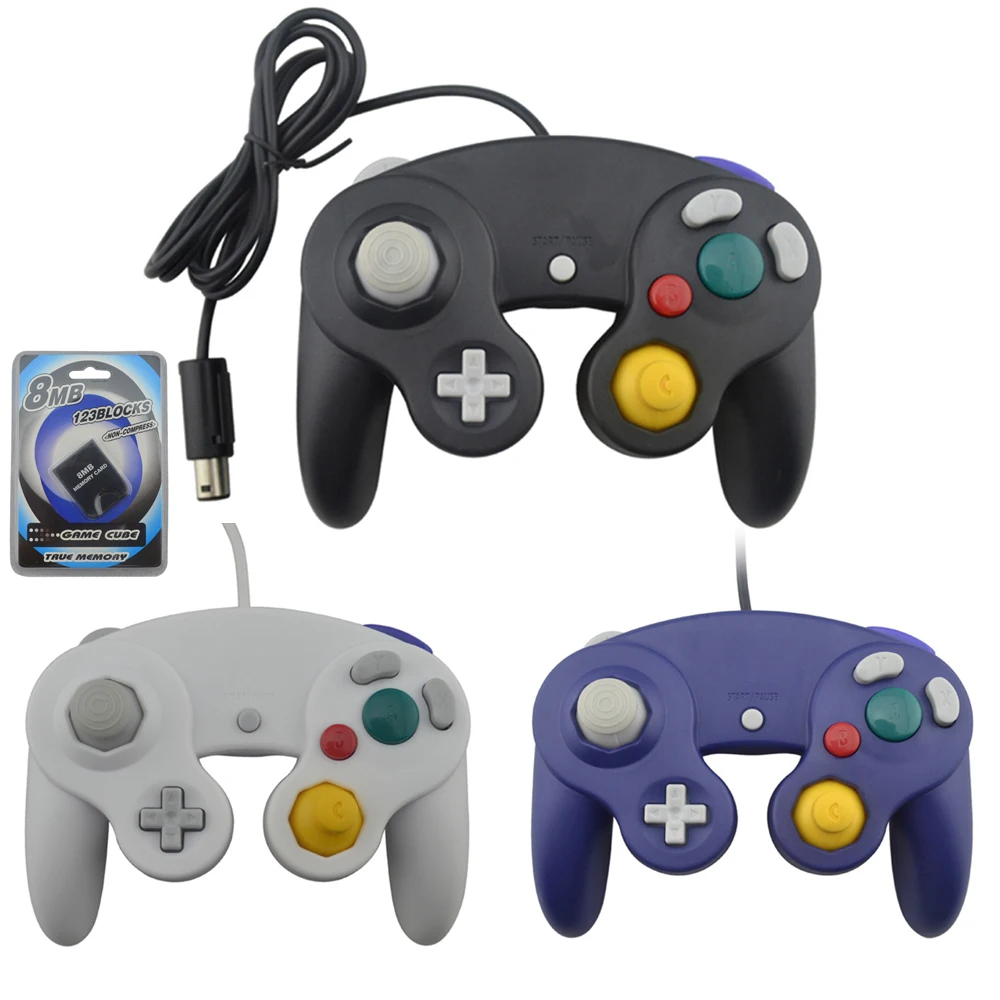 

For N G-C gamepad One Button Wired Game Controller with 8MB Memory Card for Game-Cube for G-C for W-i-i Console