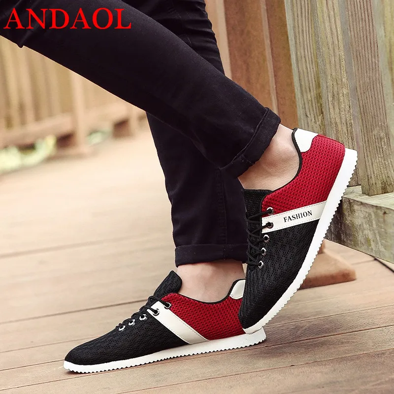 

ANDAOL Men's Casual Shoes New Flykint Mesh Breathable Lightest Sneakers Luxury Comfortable Non-Slip Campus Skateboarding Tainers