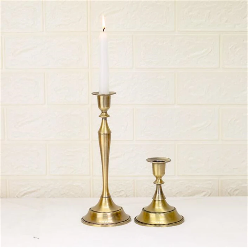 

Copper Alloy Vintage Candle Holders Candelabrum Candlestick Golden Party Beautiful Collectable Decor Festival Art Ornament